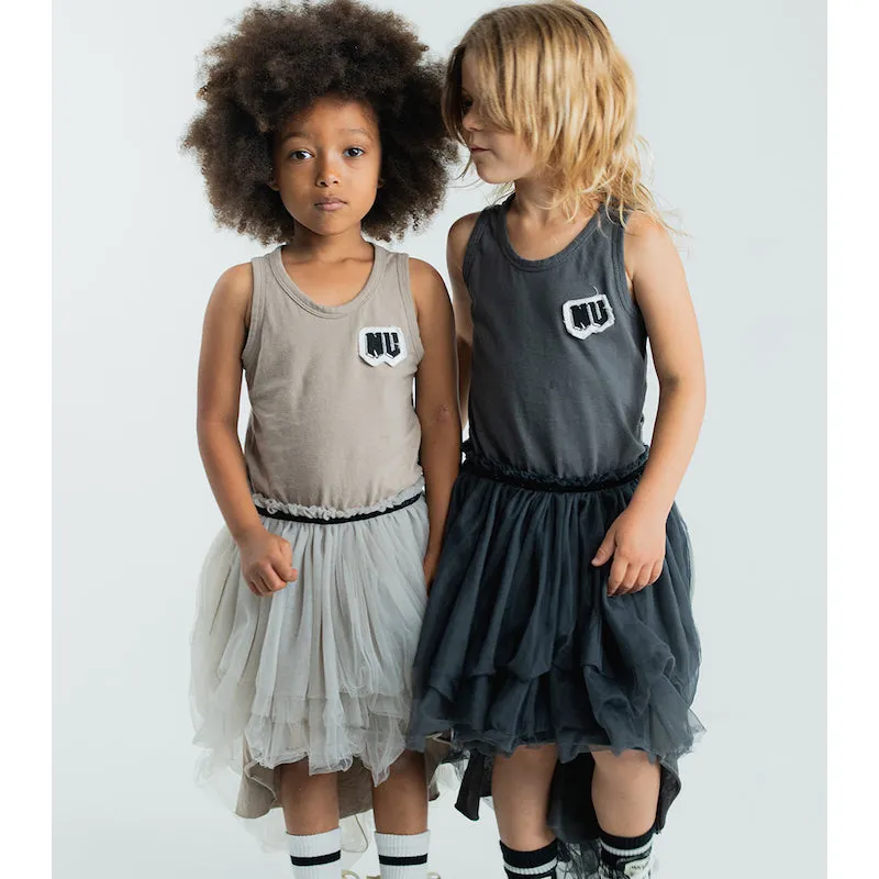 NUNUNU Tulle Tank Top Dress Graphite