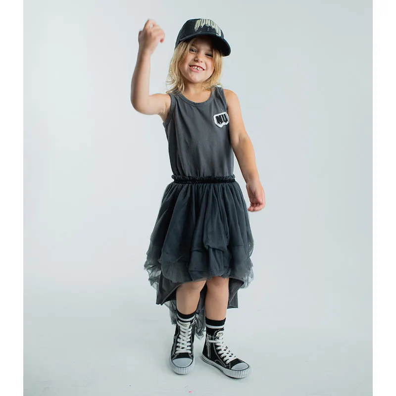 NUNUNU Tulle Tank Top Dress Graphite