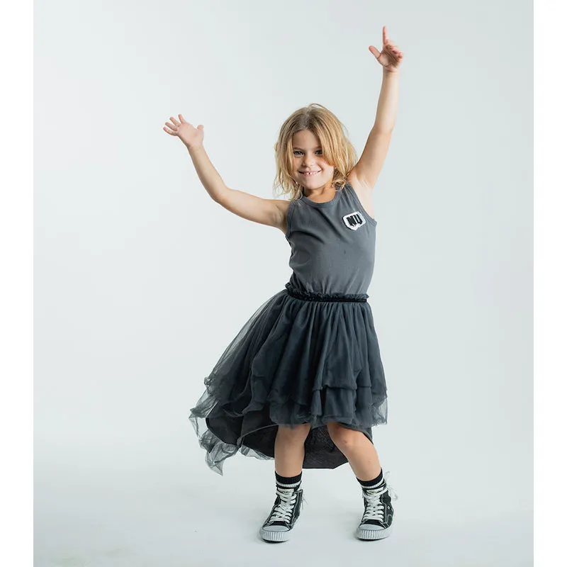 NUNUNU Tulle Tank Top Dress Graphite
