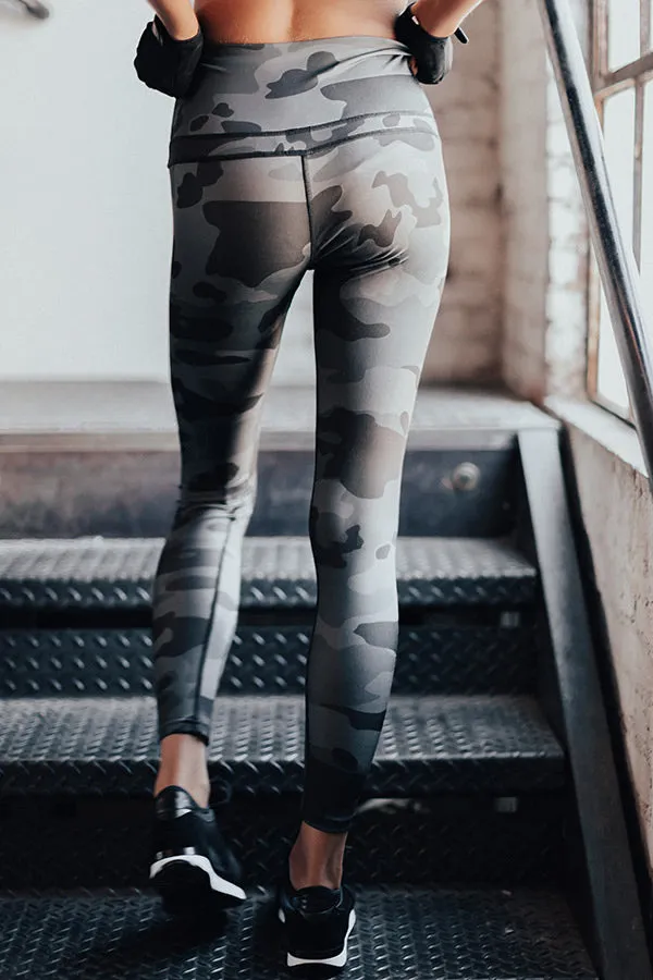Passion For Fitness High Waist Camo Active Legging In Charcoal
