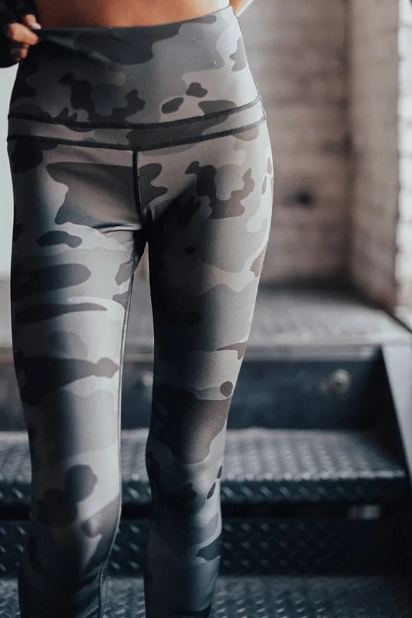 Passion For Fitness High Waist Camo Active Legging In Charcoal