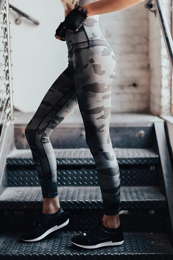 Passion For Fitness High Waist Camo Active Legging In Charcoal