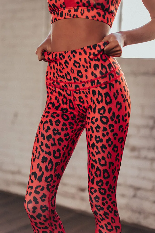 Passion For Fitness High Waist Cheetah Print Active Legging In Red