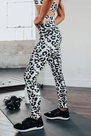 Passion For Fitness High Waist Leopard Print Active Legging In White