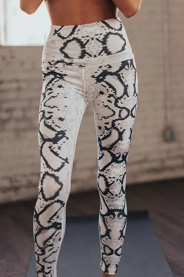 Passion For Fitness High Waist Snake Print Active Legging In Grey