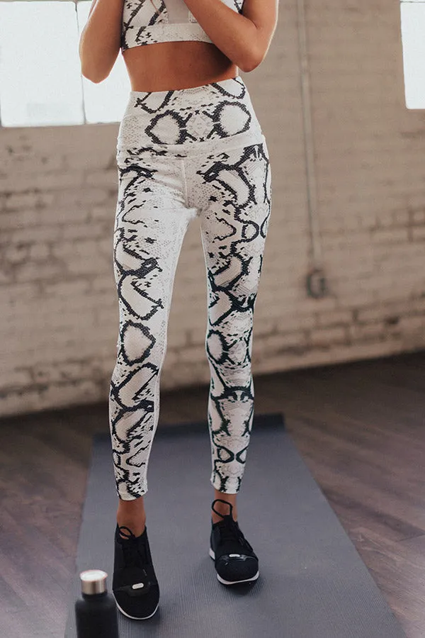 Passion For Fitness High Waist Snake Print Active Legging In Grey