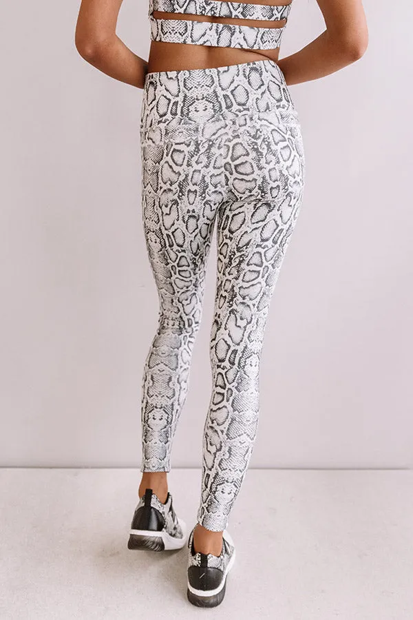 Passion For Fitness High Waist Snake Print Active Legging In Ivory