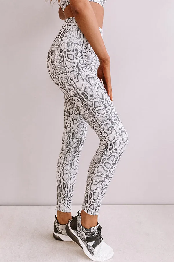 Passion For Fitness High Waist Snake Print Active Legging In Ivory