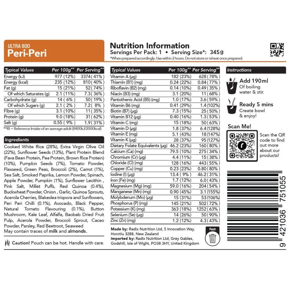 Radix Nutrition Ultra Meals v8.0 - 800Kcal (Peri Peri)