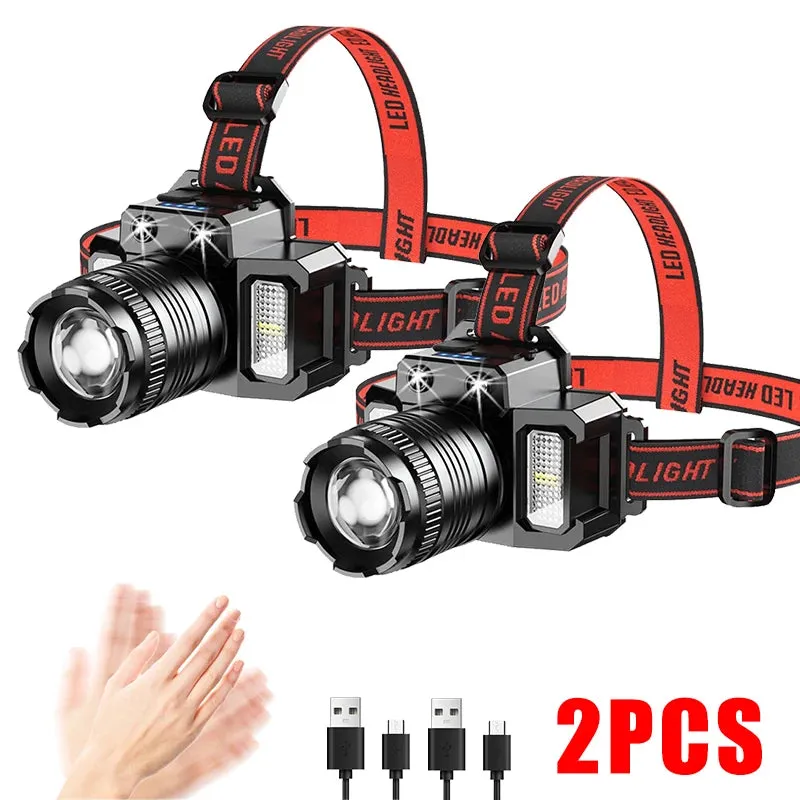Rechargeable Flashing 2000mah Super Bright Torch Light T51 Induction LED Headlight Waterproof Camping Mobile Power Bank Headlamp