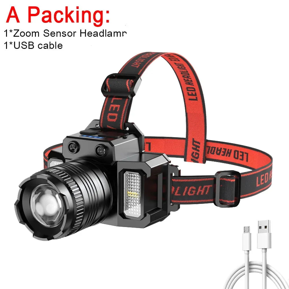 Rechargeable Flashing 2000mah Super Bright Torch Light T51 Induction LED Headlight Waterproof Camping Mobile Power Bank Headlamp