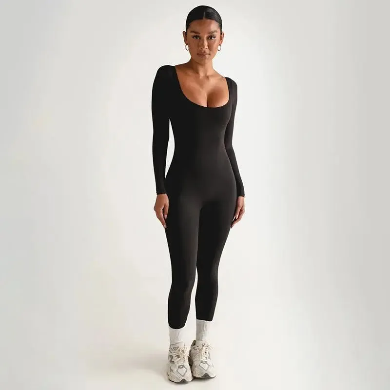Sleek Seamless Long-Sleeve Jumpsuit
