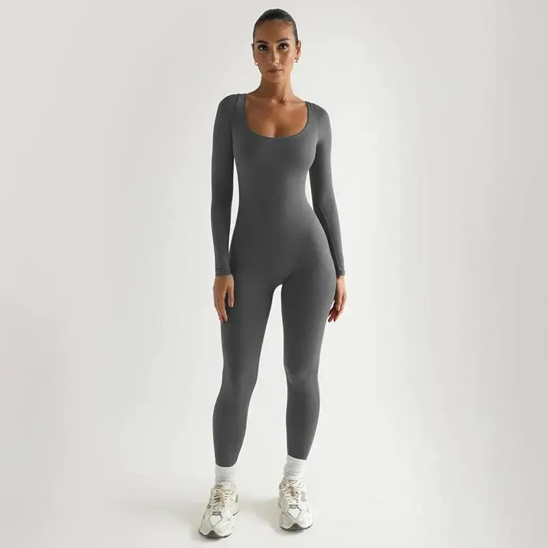 Sleek Seamless Long-Sleeve Jumpsuit