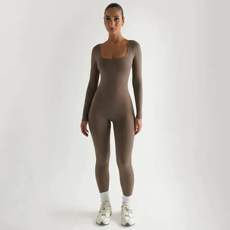 Sleek Seamless Long-Sleeve Jumpsuit