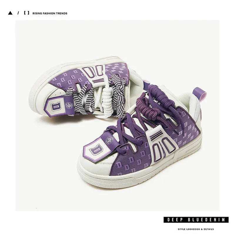 Sohiwoo Women Shoes for Men Tennis Retro Y2K Cow Leather Canvas Punk Street Skateboard Shoes Fashion Sneakers Couples Sports Casual Shoe