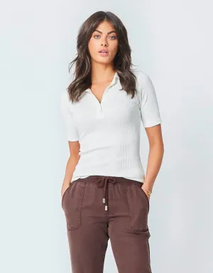 Split Rib Top White