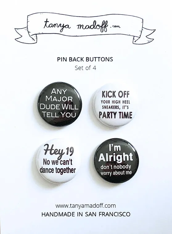 Yacht Rock Set of Four Pinback Buttons
