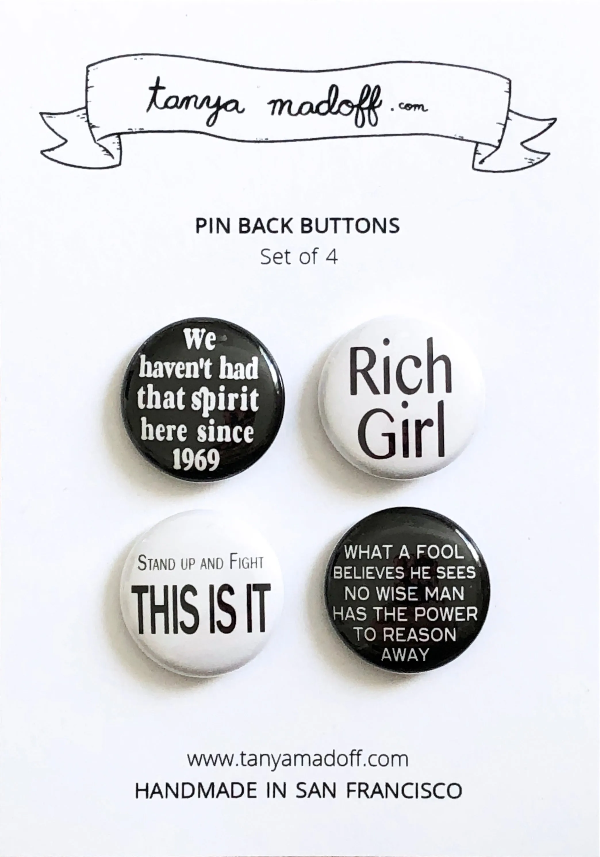 Yacht Rock Set of Four Pinback Buttons